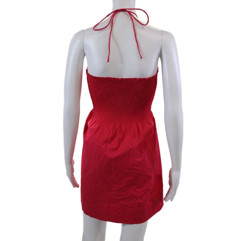 Hill House Womens Cotton Smocked Detail Tie Neck Mini Dress Pink Size XS - Picture 3 of 6